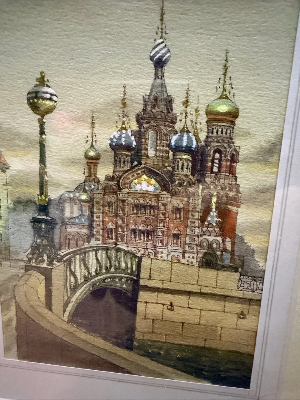 Historic Church of the Savior on Spilled Blood watercolor painting- framed